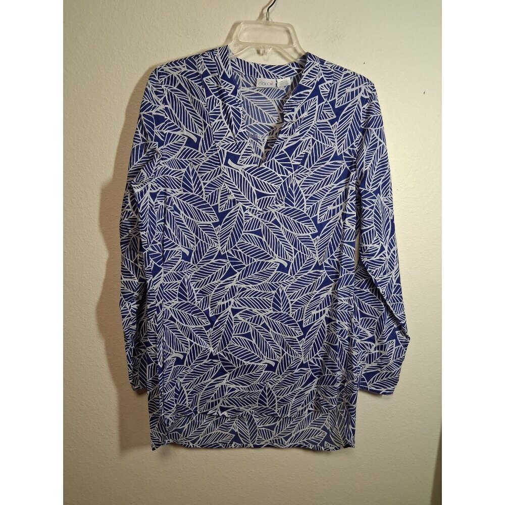 All For Color Mini Dress Swim Coverup Tropical Print Boho Blue Size Medium